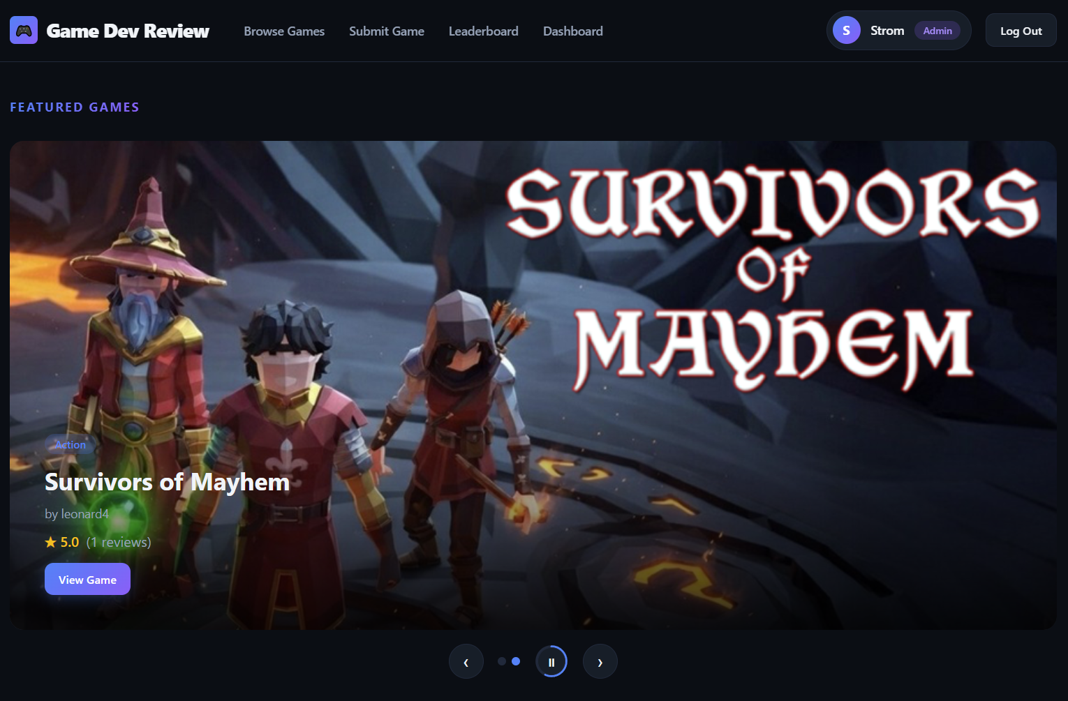 GameReviews homepage